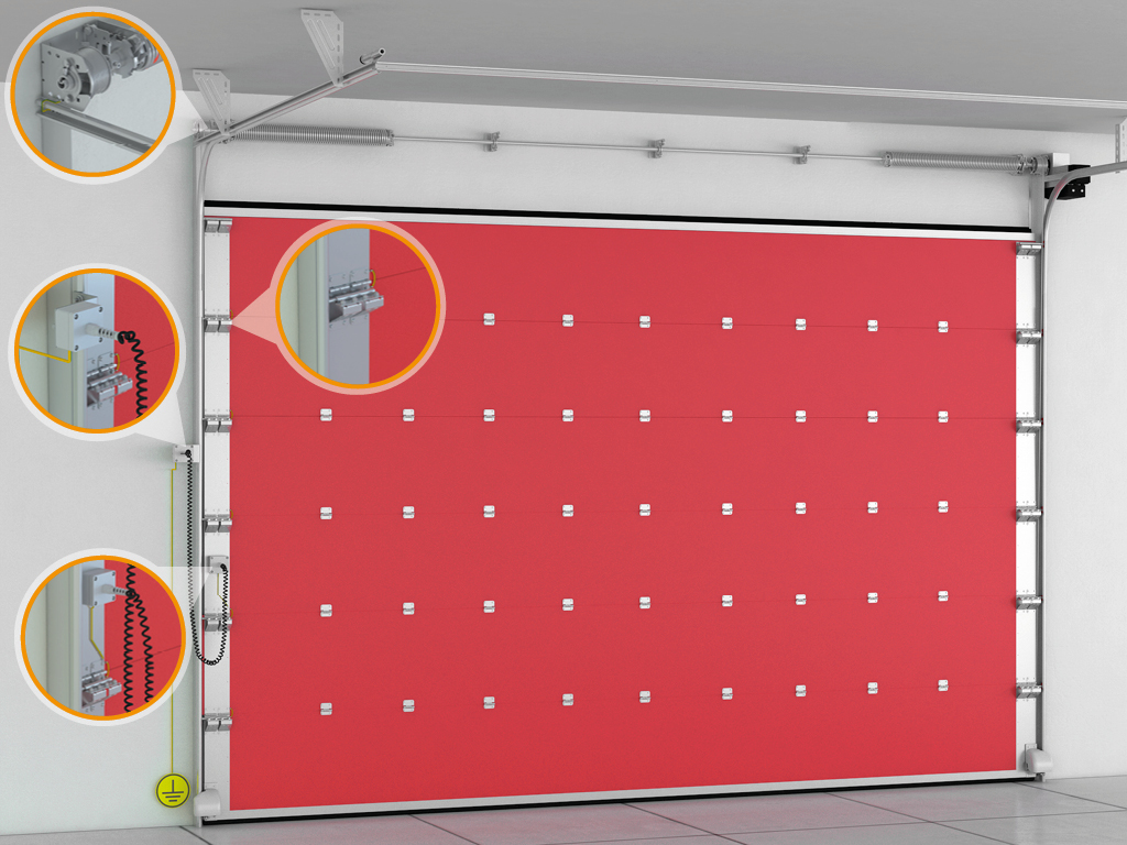 Секционные противопожарные ворота во взрывобезопасном исполнении применяются в зонах производственных помещений с потенциально взрывоопасными средами с повышенными требованиями к пожарной безопасности. Надежное электрическое соединение всех металлических элементов конструкции между собой и заземляющим контуром и другие специальные конструктивные решения предотвращают возможность накопления опасных электростатических зарядов.